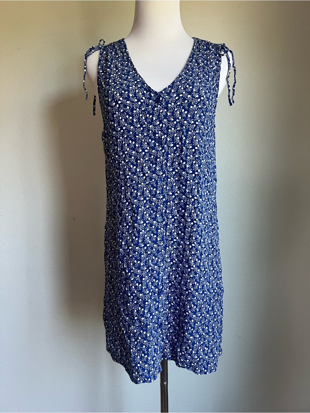 & Other Stories Blue White Ditsy Floral Dress, EU 36
